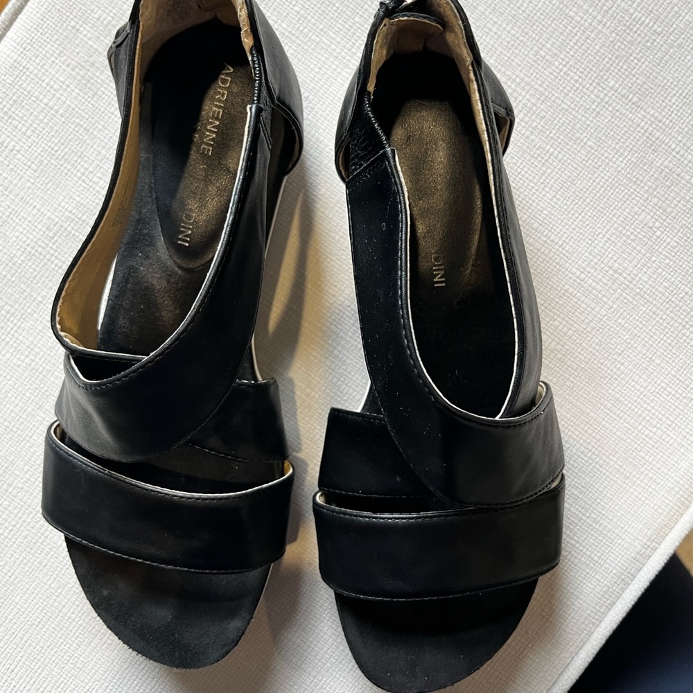 Black leather strappy sandals. Women’s size 8